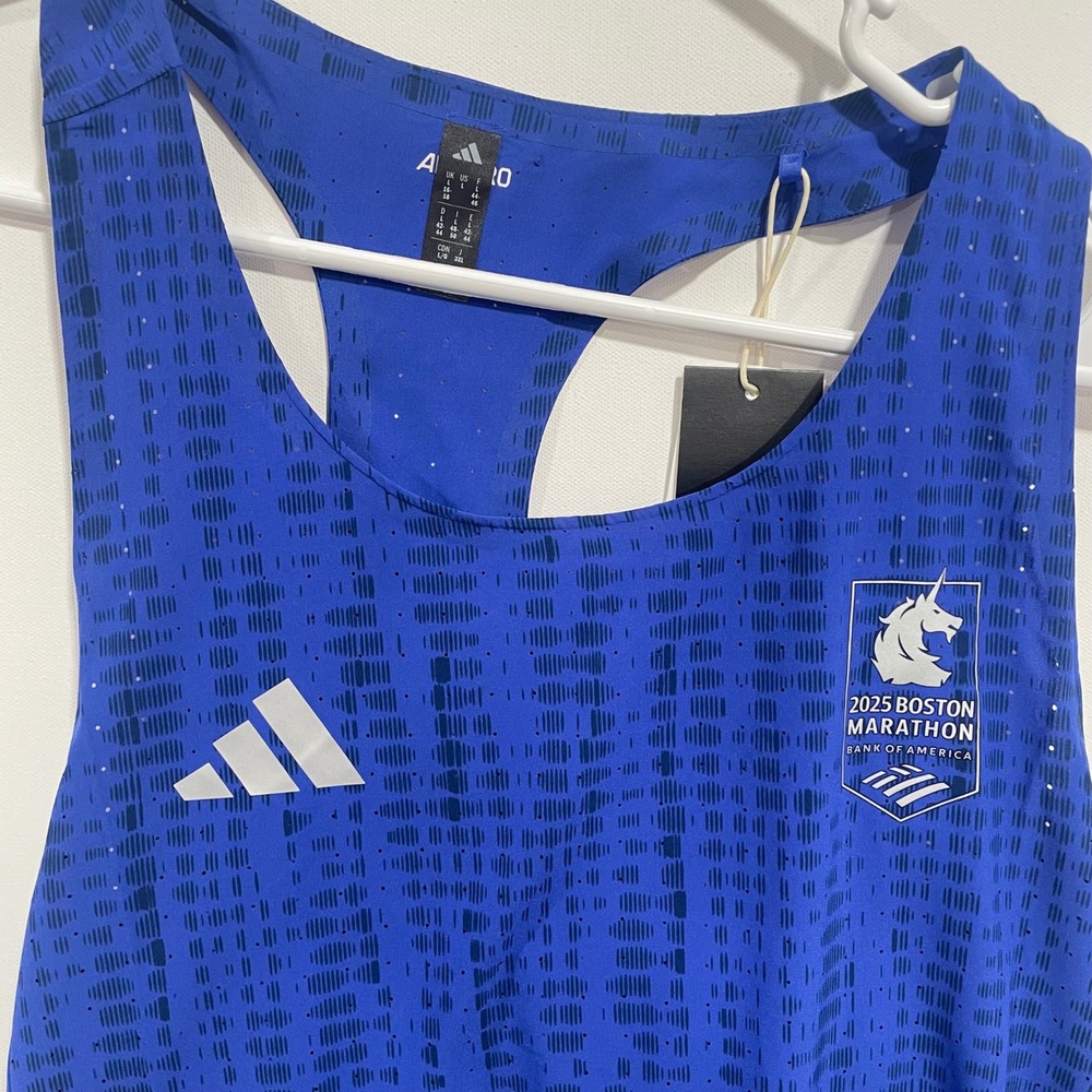 Adidas Adizero 2025 Boston Marathon Running Tank Top Lucid Blue JN5528 Womens L - Picture 2 of 8